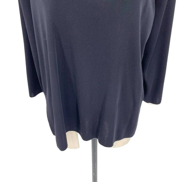Exclusively Misook Black Ivory Piping Trim 3/4 Sleeve Sweater Plus Size 1X - Picture 3 of 8